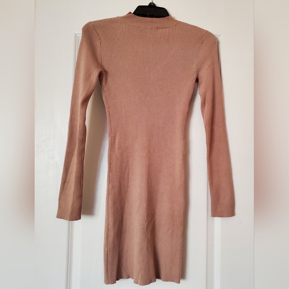 Knit Sweater Dress Bodycon (Beige) - Picture 3 of 10
